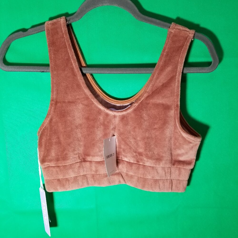 Forever 21 Womens Small Brown Athletic Sports Top Gym Crossfit Lounge Active NWT